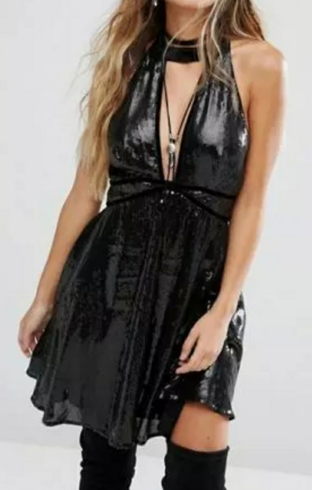 Free People Film Noir Sequin Mini Dress